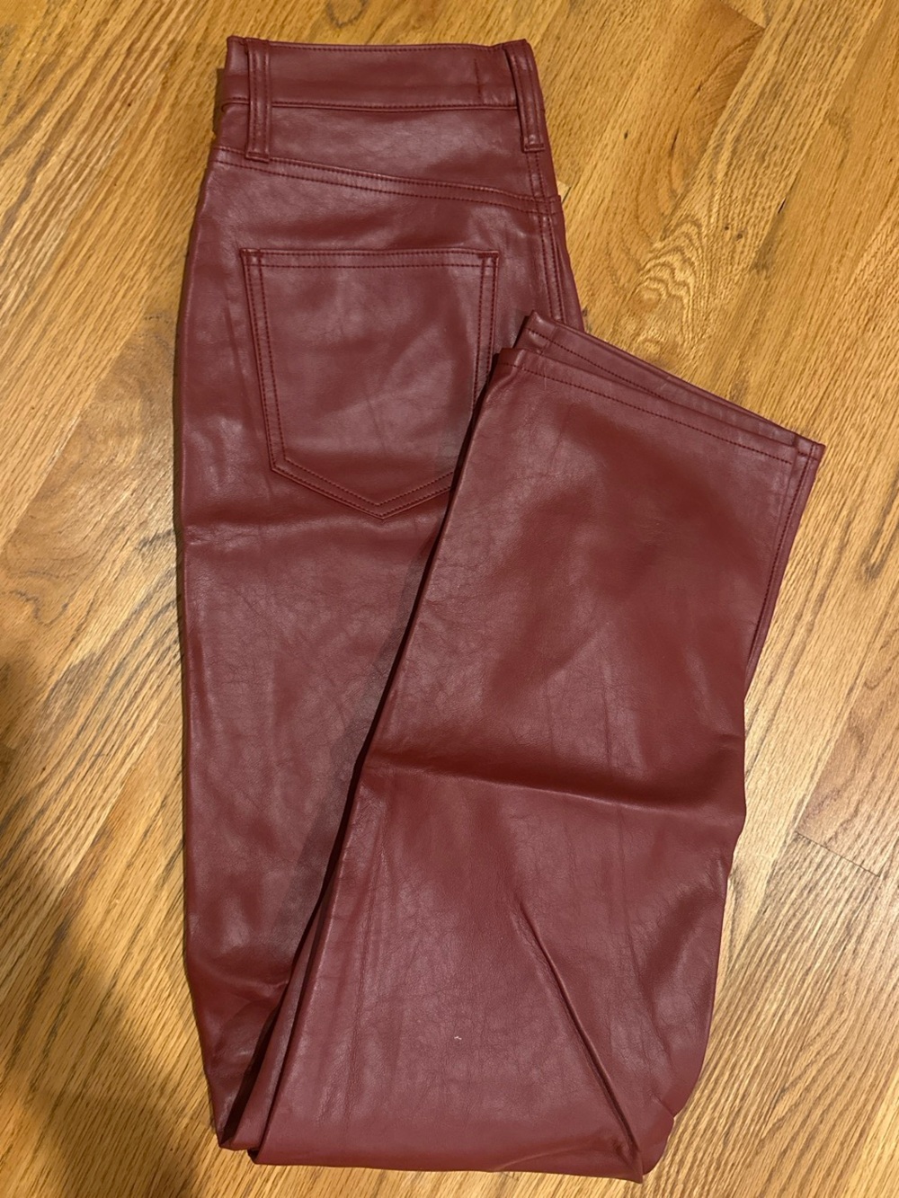 pistola High-Rise Faux Leather Jeans in Burgundy